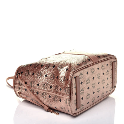 MCM Metallic Visetos Medium Liz Reversible Shopper Tote Champagne Gold 7 of 16