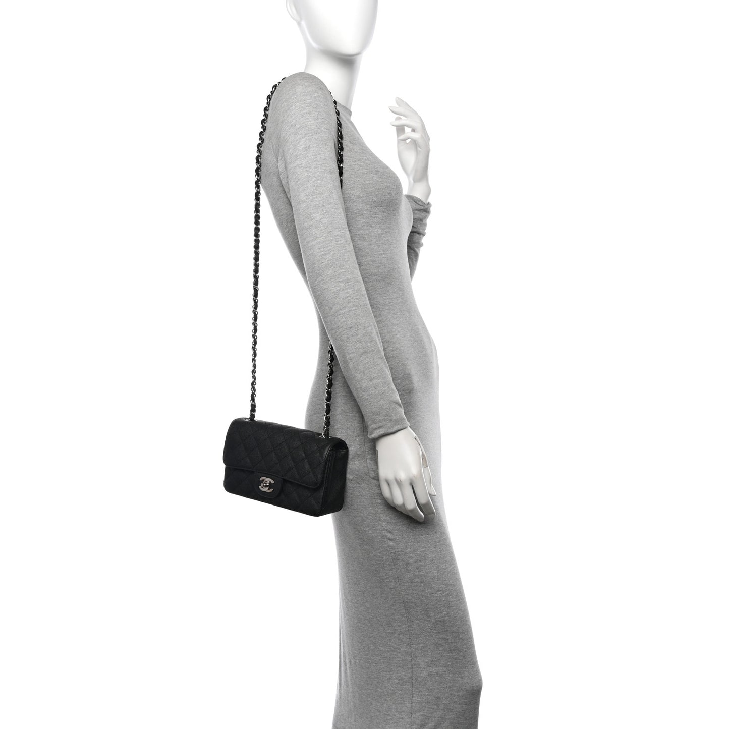 Caviar Quilted Mini Rectangular Flap Black