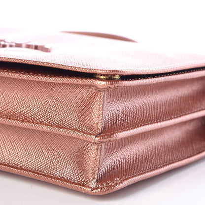 Prada Metallic Saffiano Lux Chain Wallet Antico Mordore 9 of 12