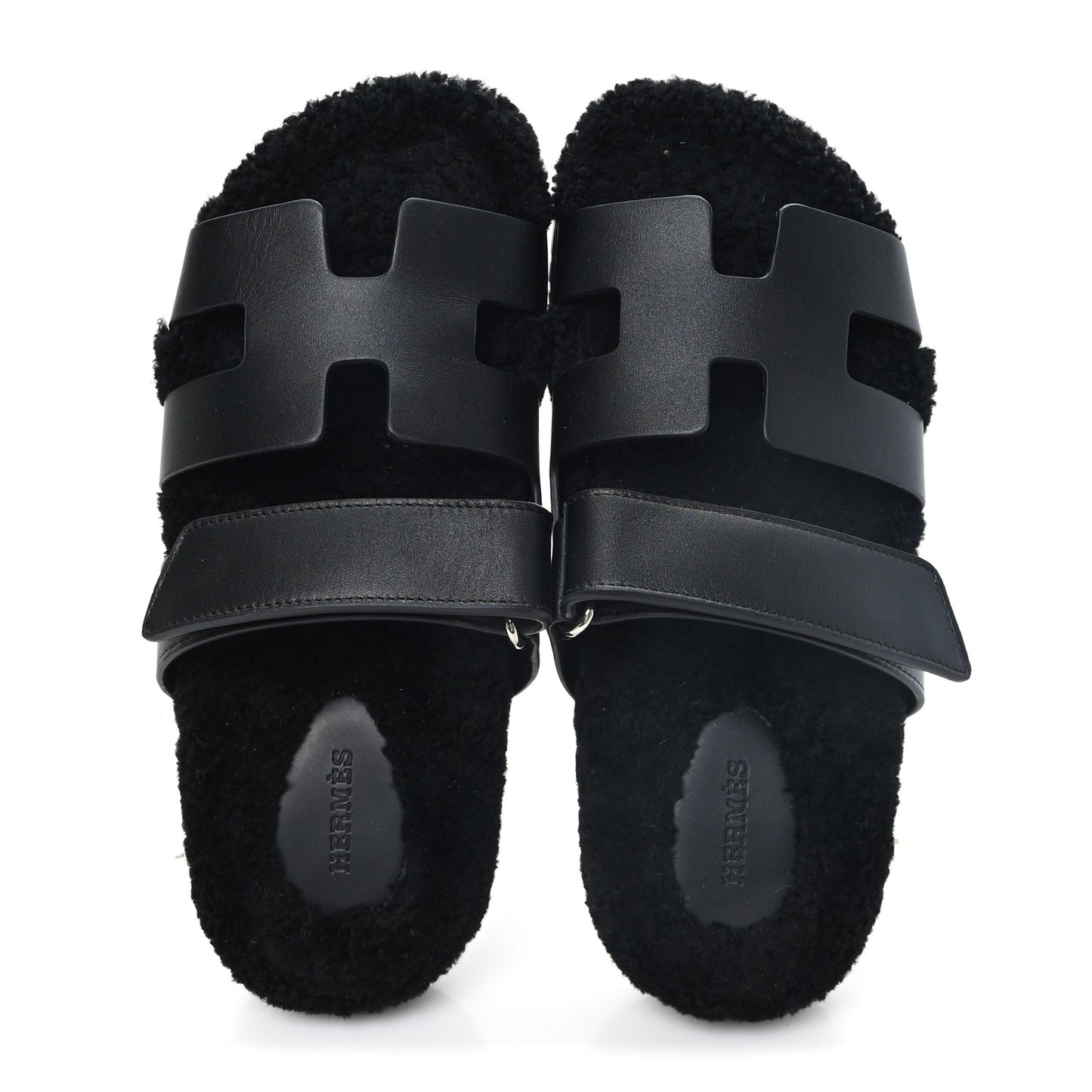Calfskin Woolskin Womens Chypre Sandals 38 Black