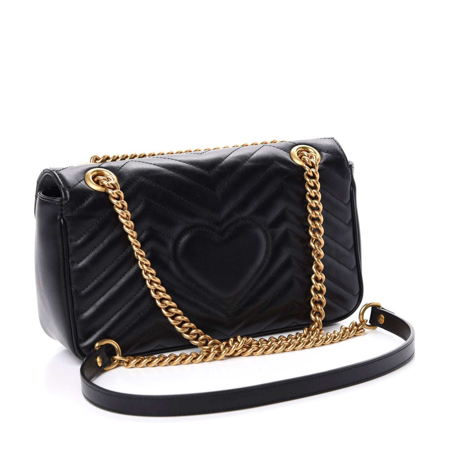 Calfskin Matelasse Small GG Marmont Shoulder Bag Black
