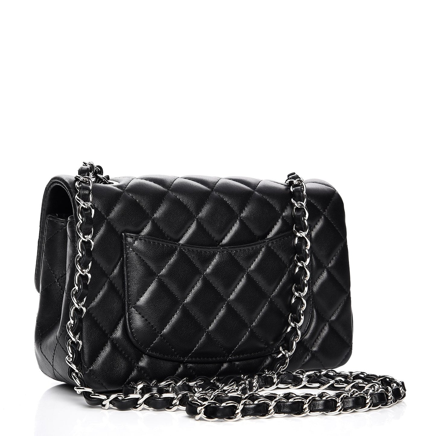 Lambskin Quilted Mini Rectangular Flap Black