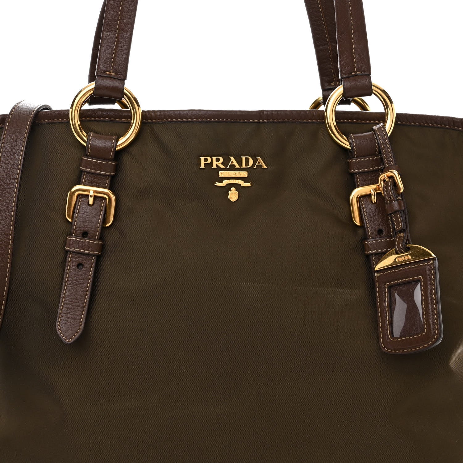 Prada Tessuto Vitello Daino Saffiano Tote Bruciato 8 of 18