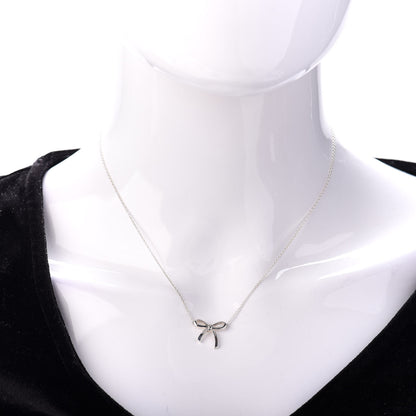 Tiffany Sterling Silver Small Bow Pendant Necklace 2 of 4