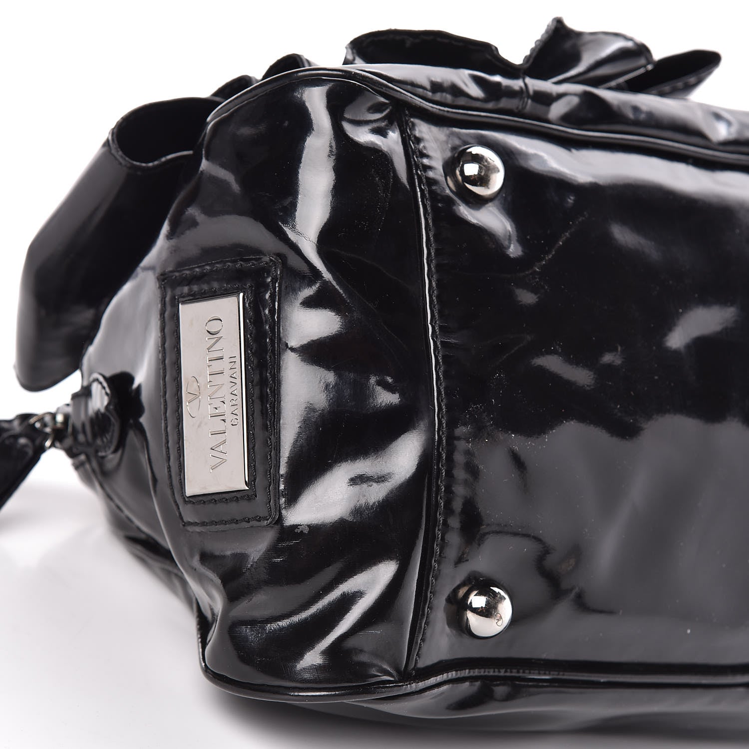 Valentino Garavani Patent Lacca Bow Bowler Tote Black 8 of 11