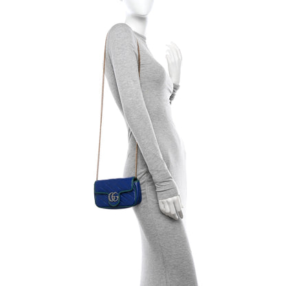 Gucci Azalea Calfskin Enamel Matelasse Diagonal Super Mini Torchon GG Marmont Shoulder Bag Imperial Blue Pavone 2 of 12