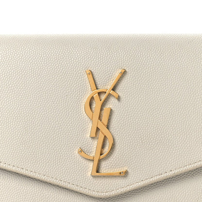 Saint Laurent Grain De Poudre Monogram Uptown Chain Wallet Dark Latte 10 of 17