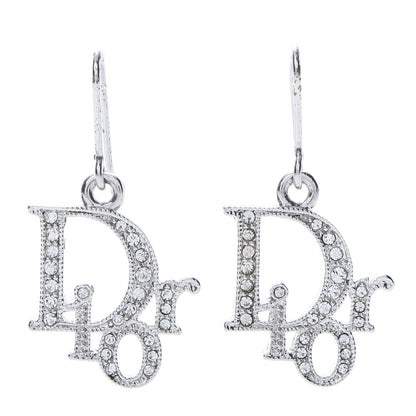 Christian Dior Crystal Logo Earrings Silver 1 of 4