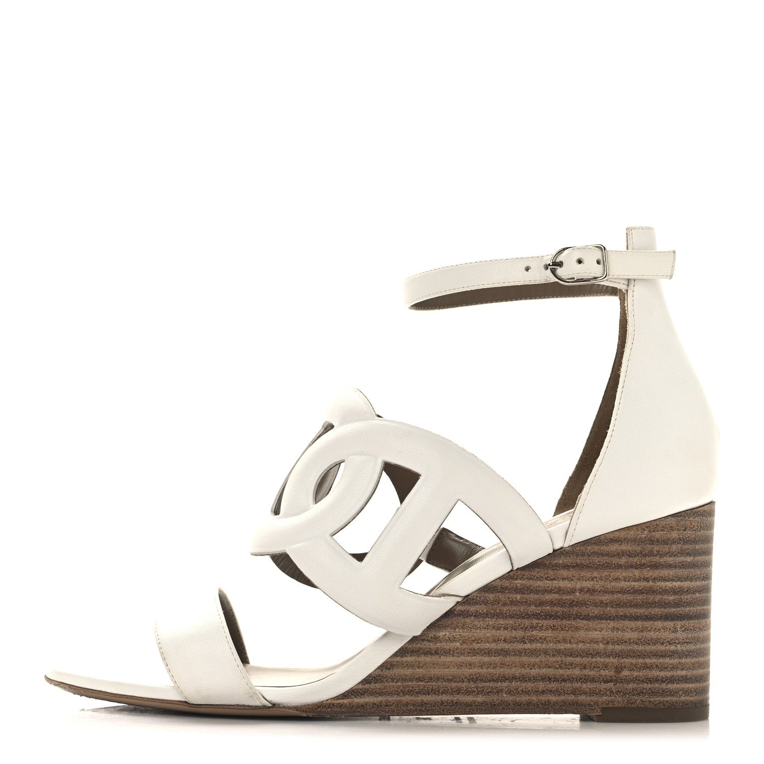 Hermes Nappa Brisbane Wedge Sandals 39.5 White 1 of 13