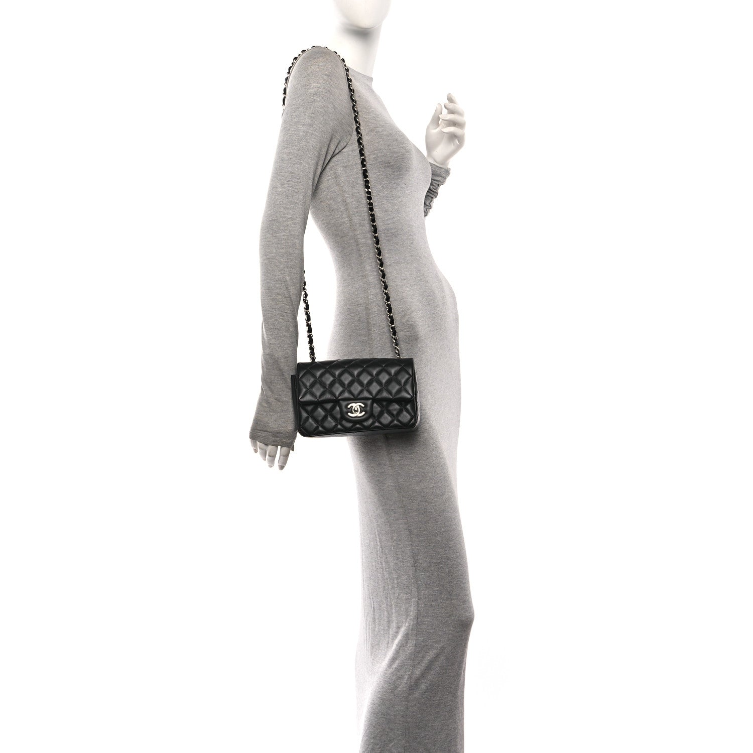 Chanel Lambskin Quilted Mini Rectangular Flap Black 2 of 10