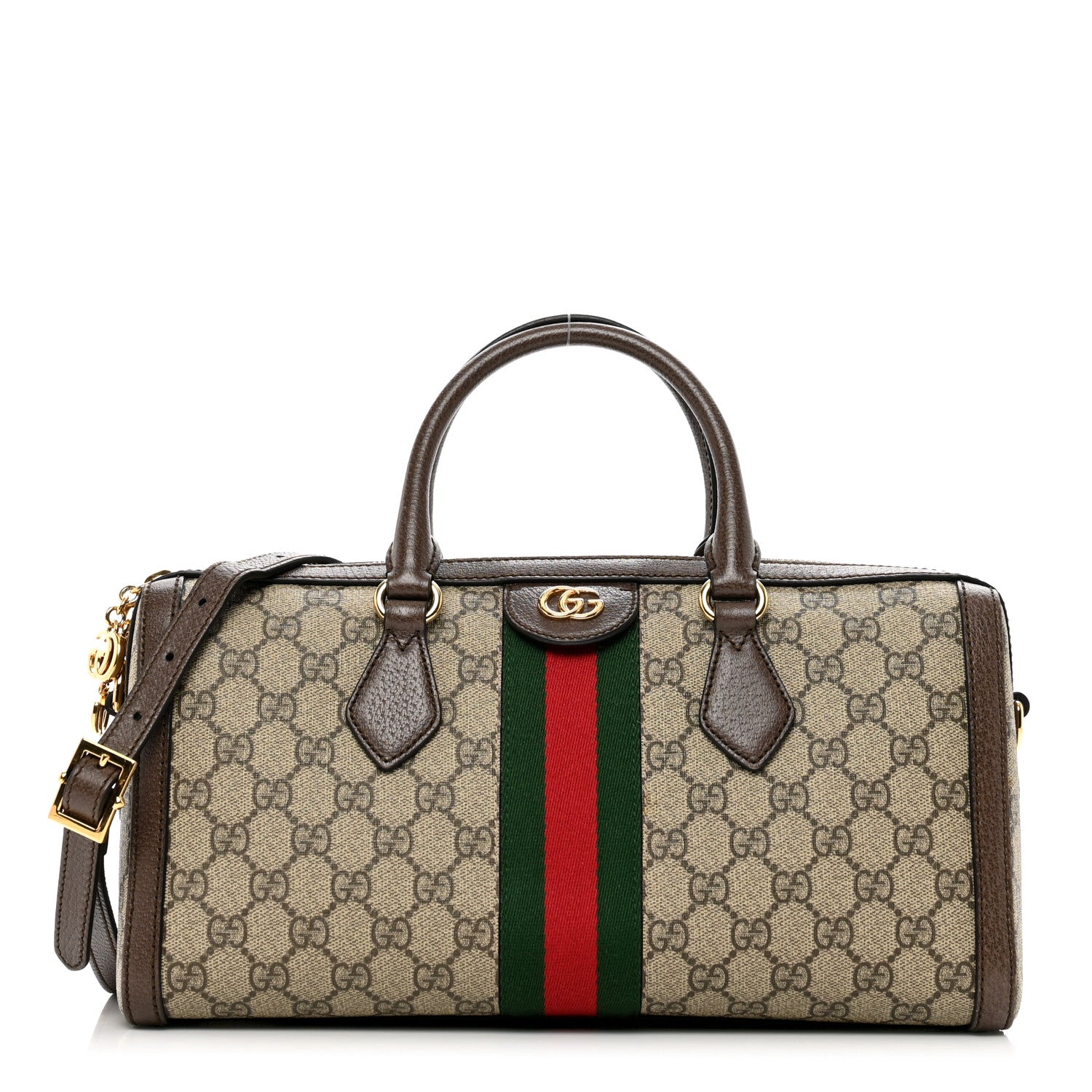 Gucci GG Supreme Monogram Web Medium Ophidia Boston Brown 1 of 9