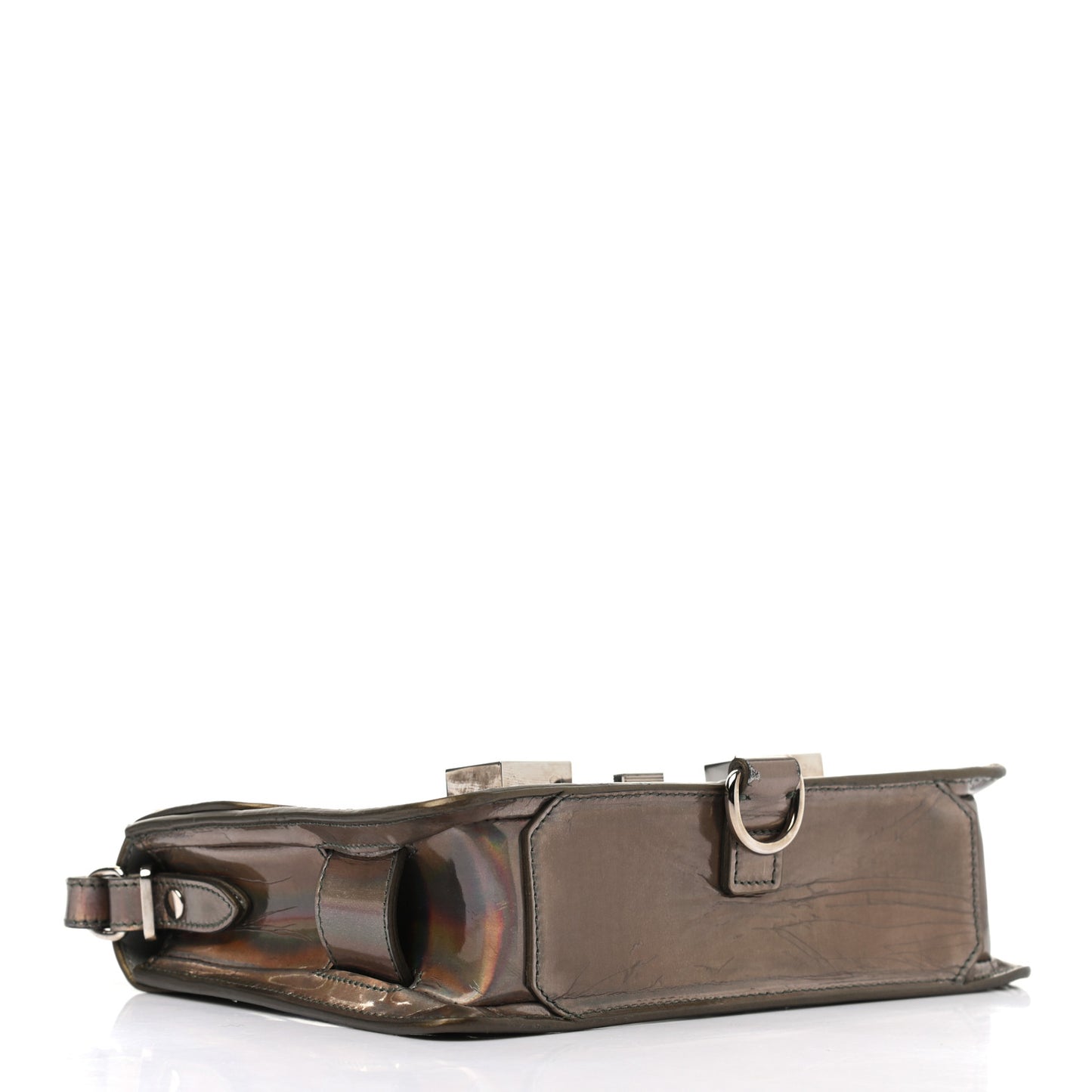 Metallic Patent PS11 Wristlet Clutch Brown