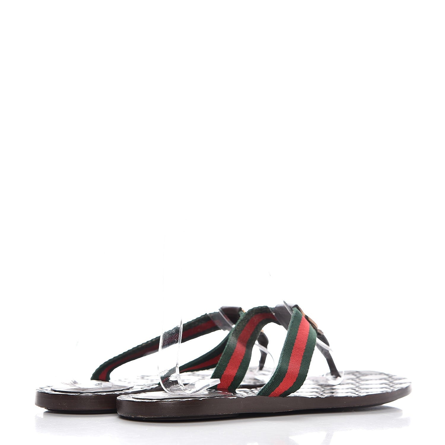 Gucci Nylon Guccissima Web Womens Thong Sandals 38.5 Green Red Cocoa 4 of 9