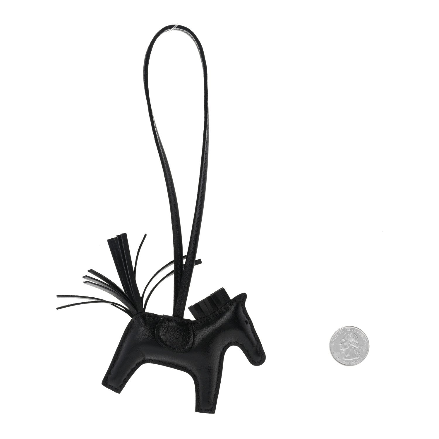 Hermes Milo Lambskin Grigri Rodeo Horse Bag Charm PM So Black 2 of 5