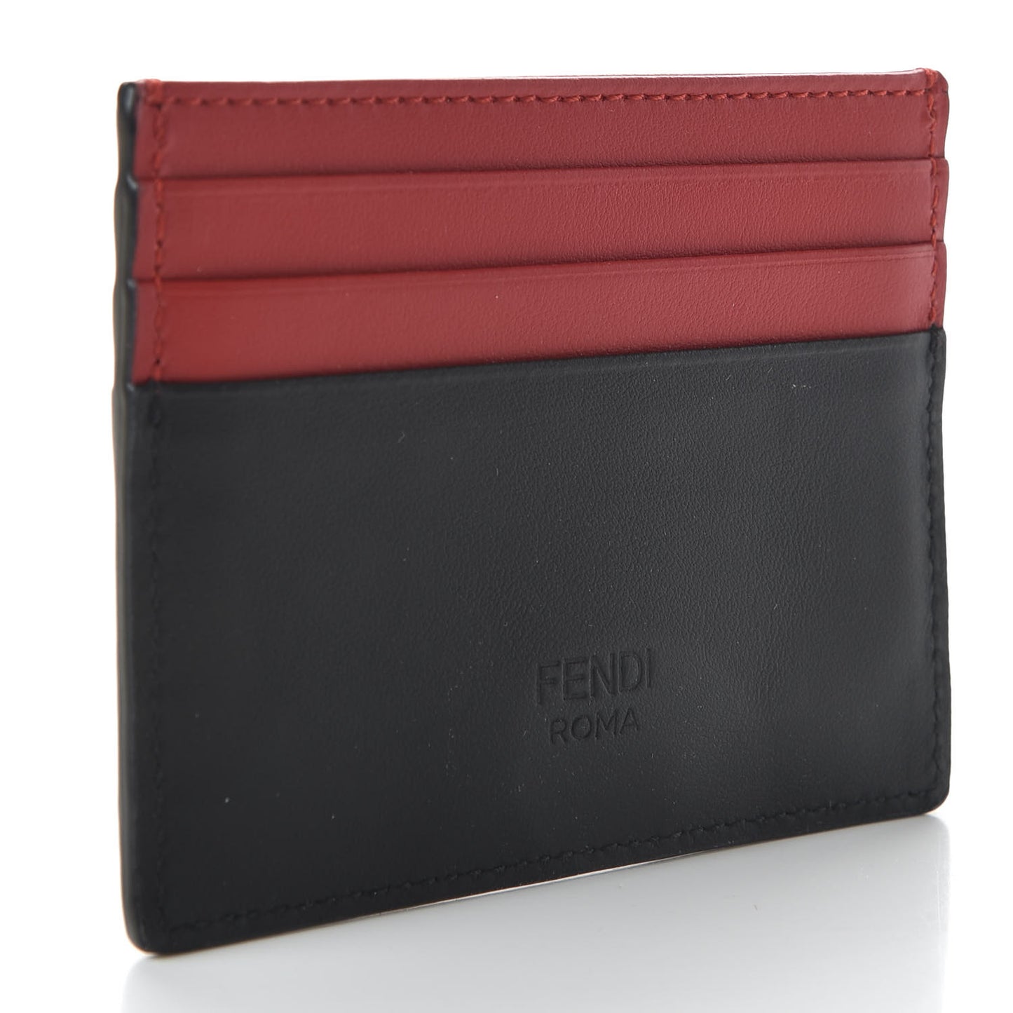 Vitello Century Monster Eyes Inlay Card Holder Black Giallo Rosso