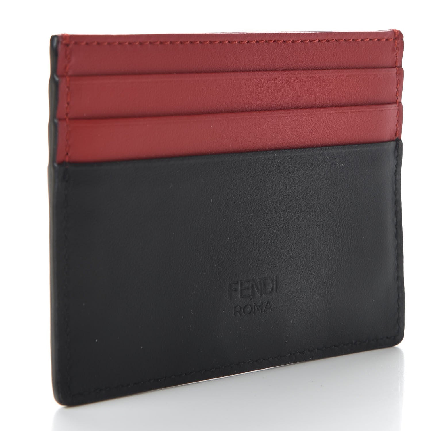 Fendi Vitello Century Monster Eyes Inlay Card Holder Black Giallo Rosso 3 of 8
