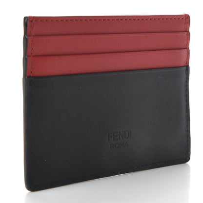 Fendi Vitello Century Monster Eyes Inlay Card Holder Black Giallo Rosso 3 of 8