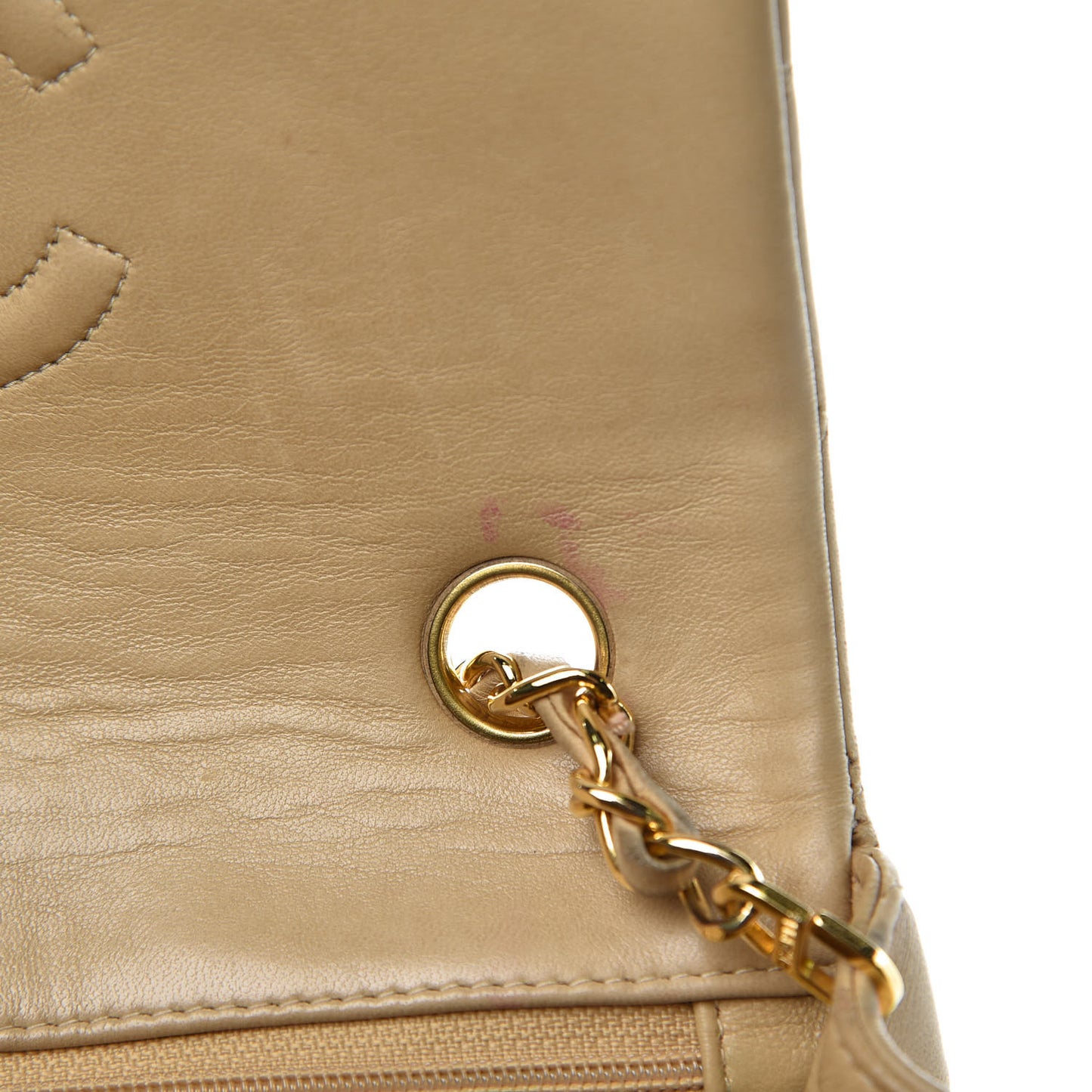 Lambskin Quilted Small Single Flap Beige