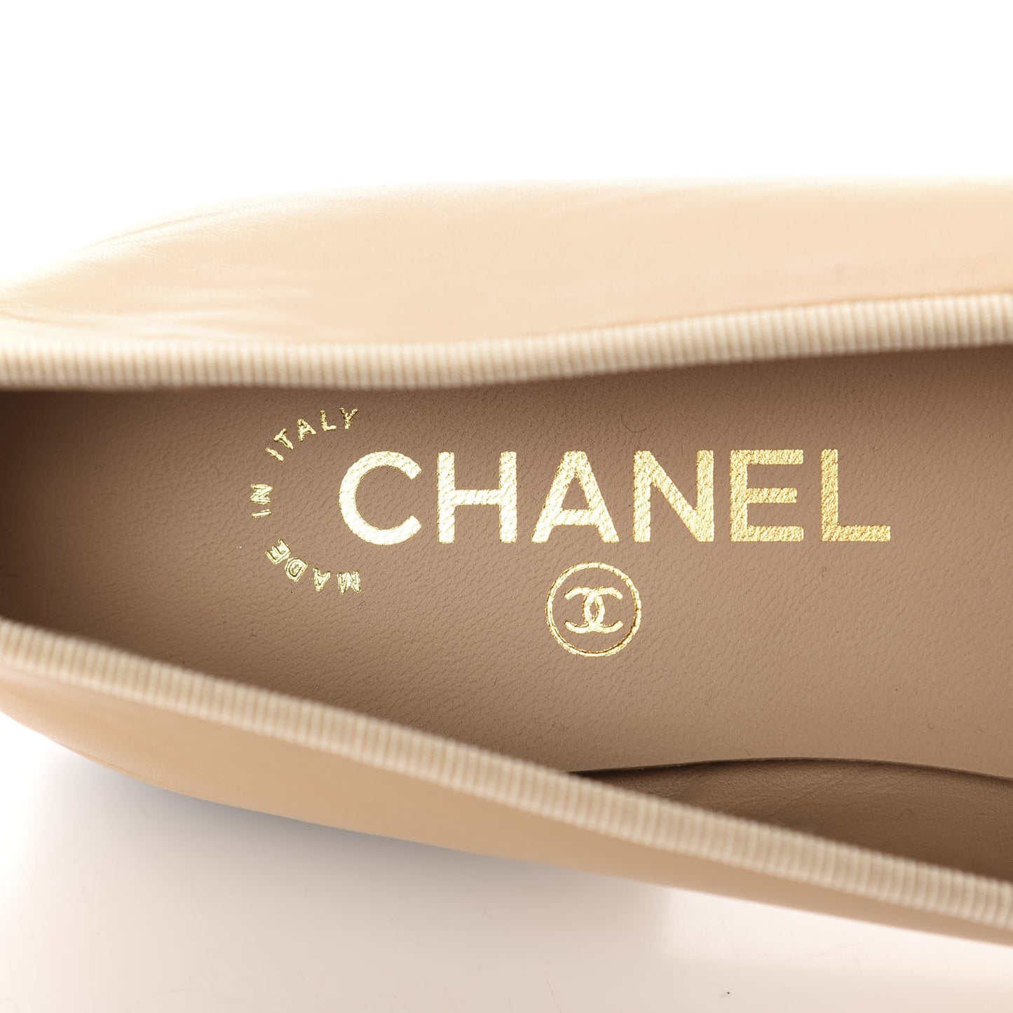 Lambskin Cap Toe CC Ballerina Flats 40 Beige Black