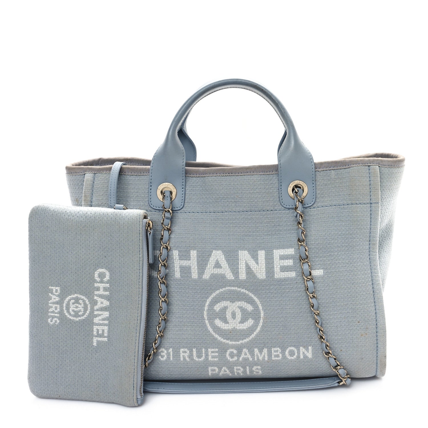 Chanel Mixed Fibers Small Deauville Tote Light Blue 2 of 13