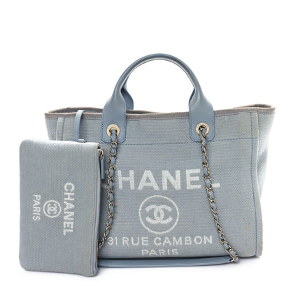 Chanel Mixed Fibers Small Deauville Tote Light Blue 2 of 13
