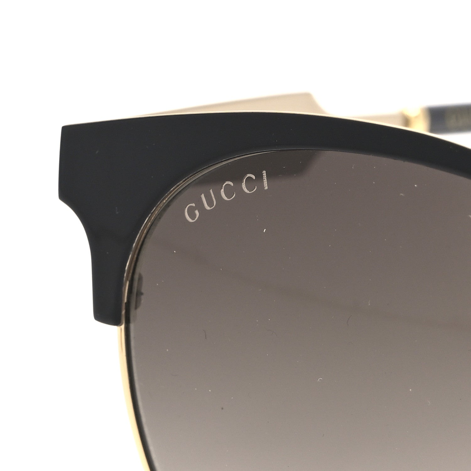 Gucci Round Metal GG0075SK Sunglasses Black Gold 1763729