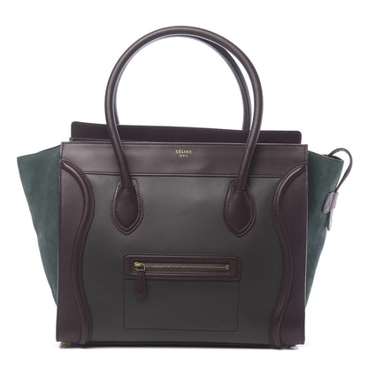 Celine Smooth Calfskin Suede Tri-Color Shoulder Luggage Slate Blue Grey Burgundy 1 of 9