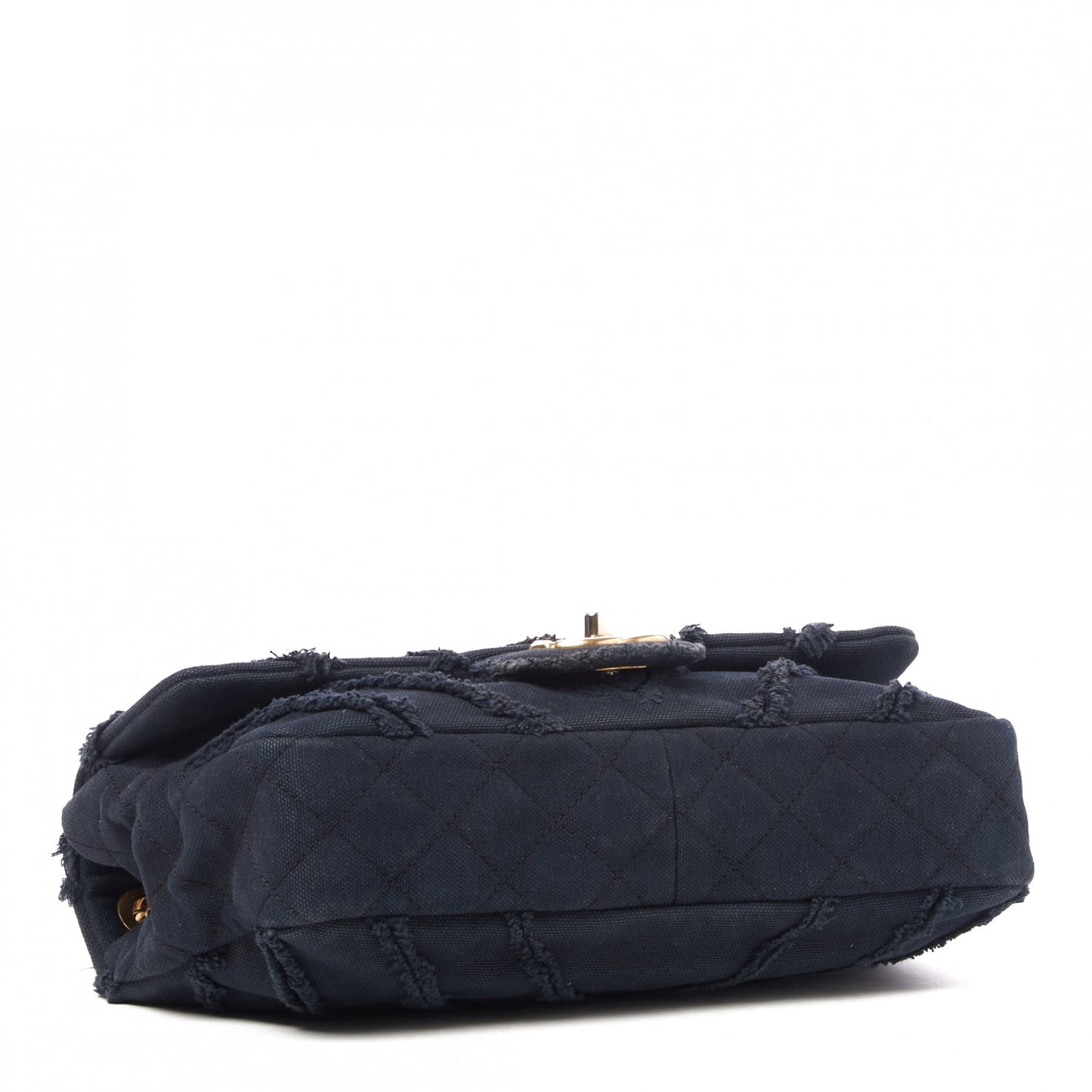 Canvas Chevron Cuba Patchwork Medium Single Flap Navy