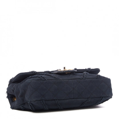 Chanel Canvas Chevron Cuba Patchwork Medium Single Flap Navy 3 of 9