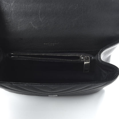 Saint Laurent Sheepskin Matelasse Chevron Monogram Medium College Bag Black 5 of 12