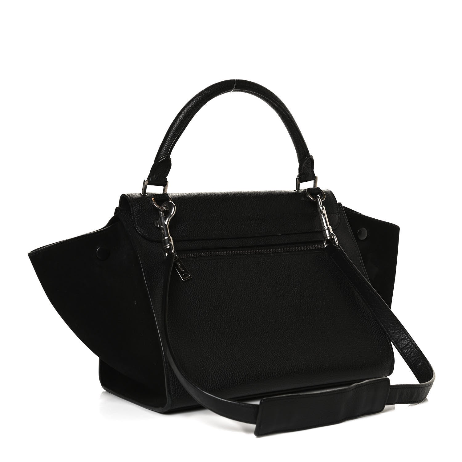 Celine Drummed Calfskin Suede Small Trapeze Black 3 of 14