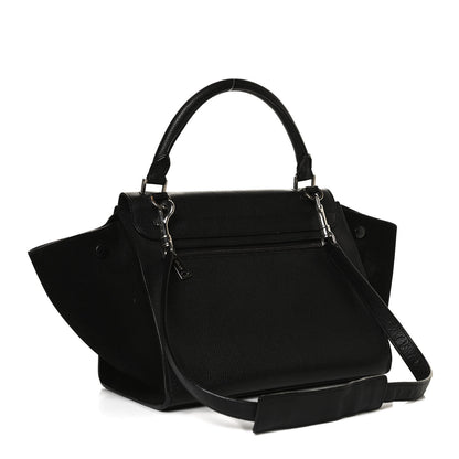 Celine Drummed Calfskin Suede Small Trapeze Black 3 of 14