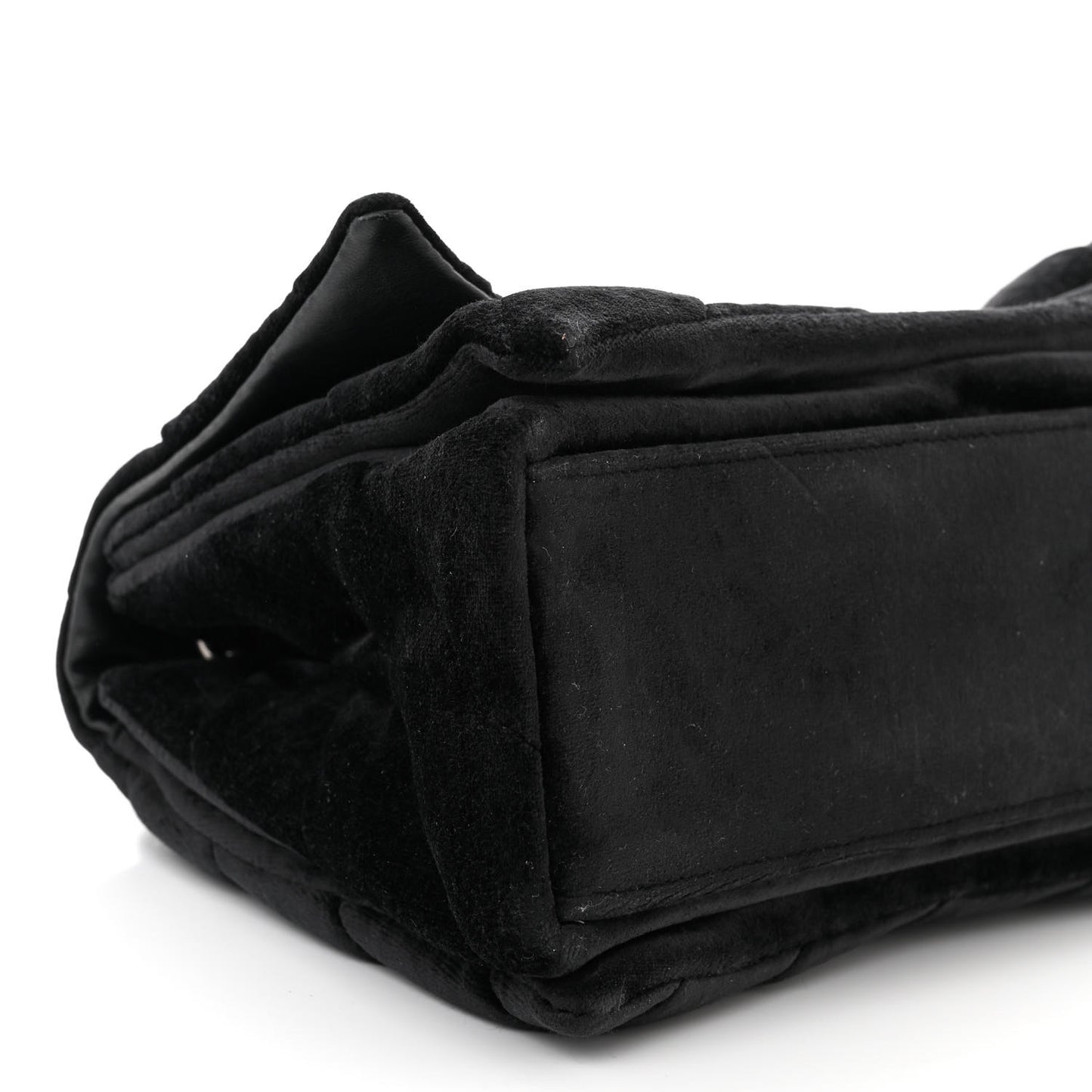 Crushed Velvet Quilted Medium Crush Chain Bag Black