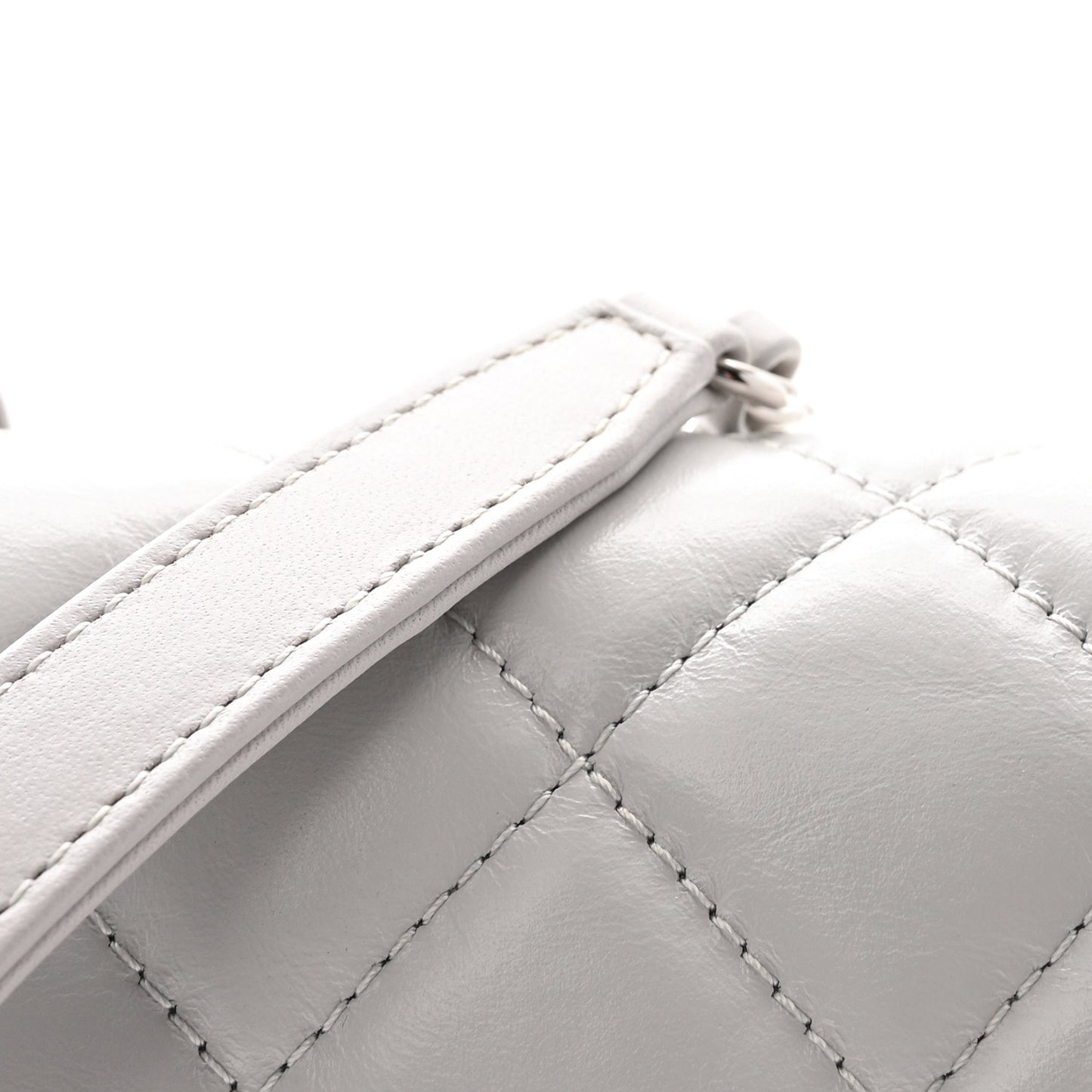 Aged Calfskin Quilted Express Zip Around Flap Light Grey