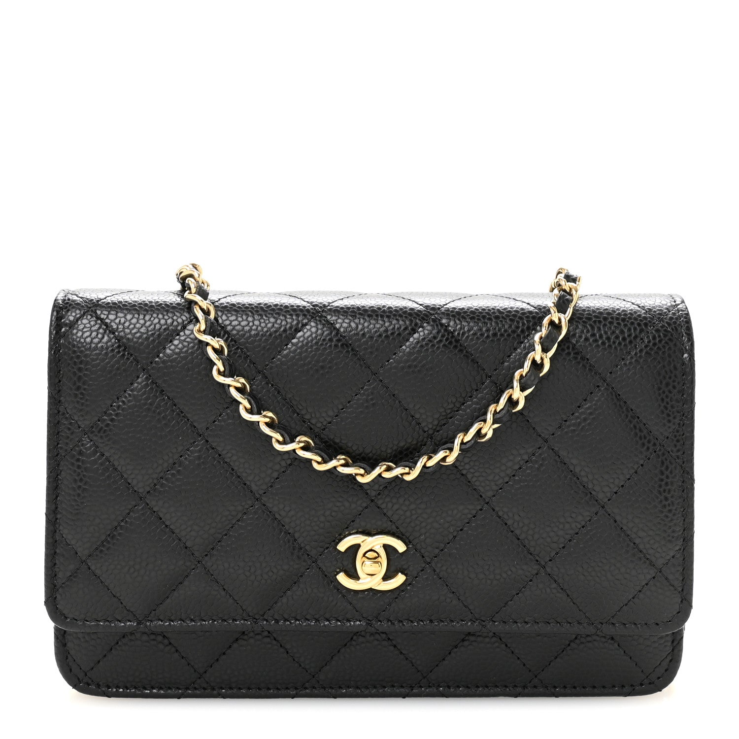 Chanel Caviar Quilted CC Turnlock Wallet On Chain WOC Black 1 of 12