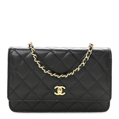 Chanel Caviar Quilted CC Turnlock Wallet On Chain WOC Black 1 of 12