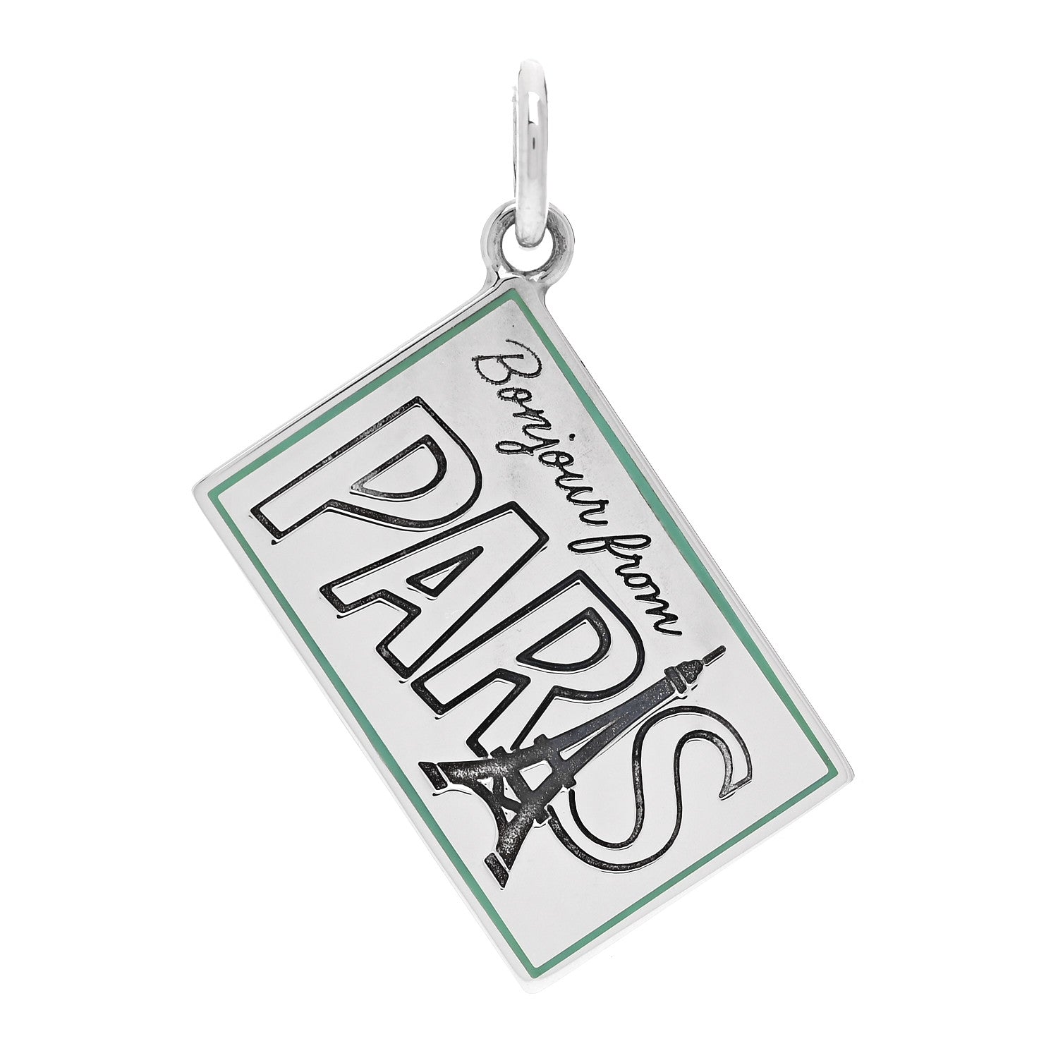 Tiffany Sterling Silver Enamel Paris Postcard Charm Blue 1 of 4