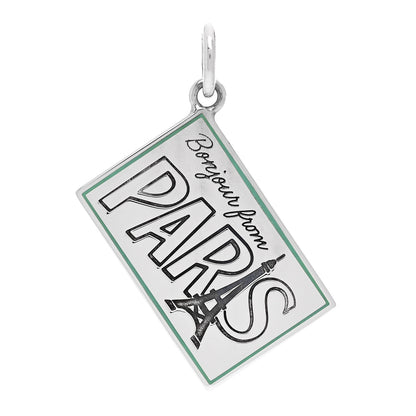 Tiffany Sterling Silver Enamel Paris Postcard Charm Blue 1 of 4