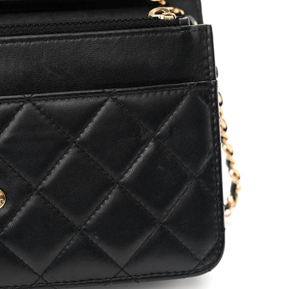 Chanel Lambskin Quilted Wallet On Chain WOC Black 16 of 19