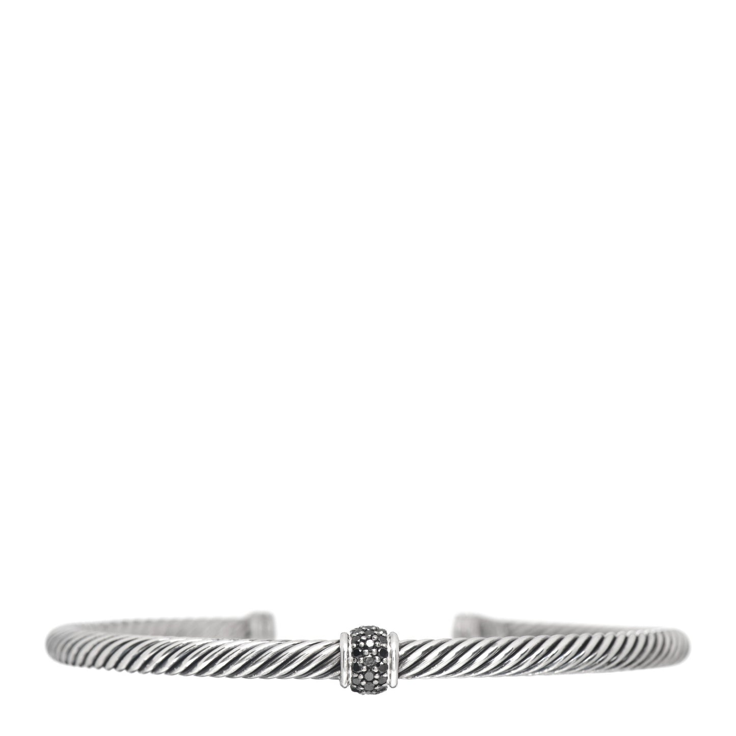 Sterling Silver Black Diamond 4mm Cable Classics Single Station Bracelet