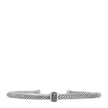 David Yurman Sterling Silver Black Diamond 4mm Cable Classics Single Station Bracelet 1 of 4