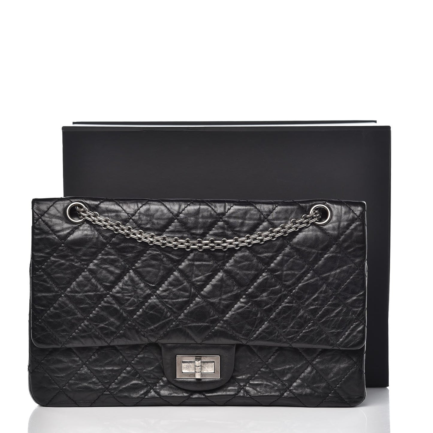 Aged Calfskin Quilted 2.55 Reissue 227 Flap Black