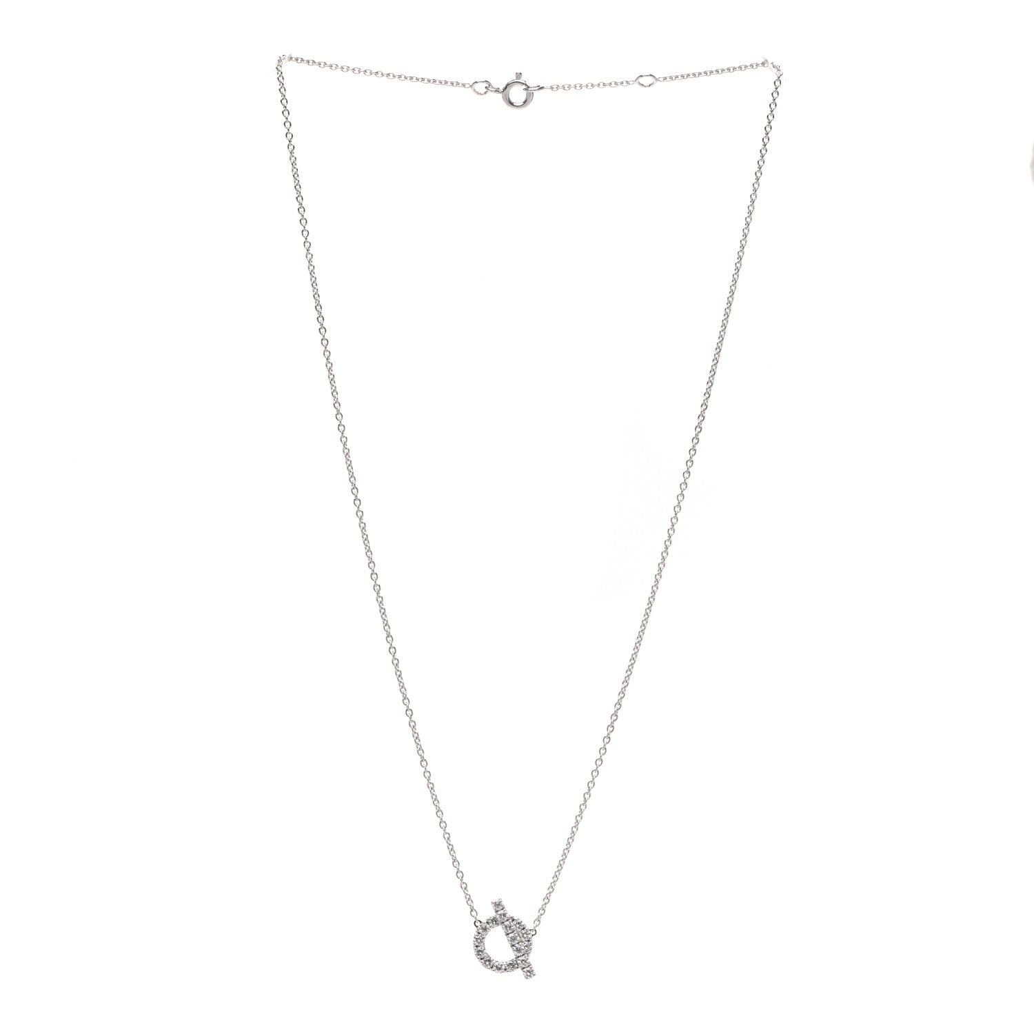 Hermes 18K White Gold Diamond Finesse Pendant Necklace 3 of 6