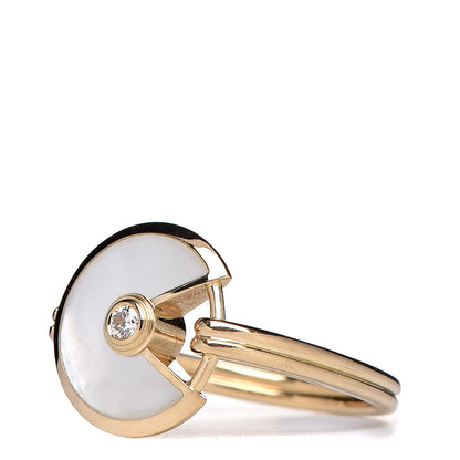 Cartier 18K Yellow Gold Diamond Mother of Pearl Amulette de Ring 50 5.25 3 of 6