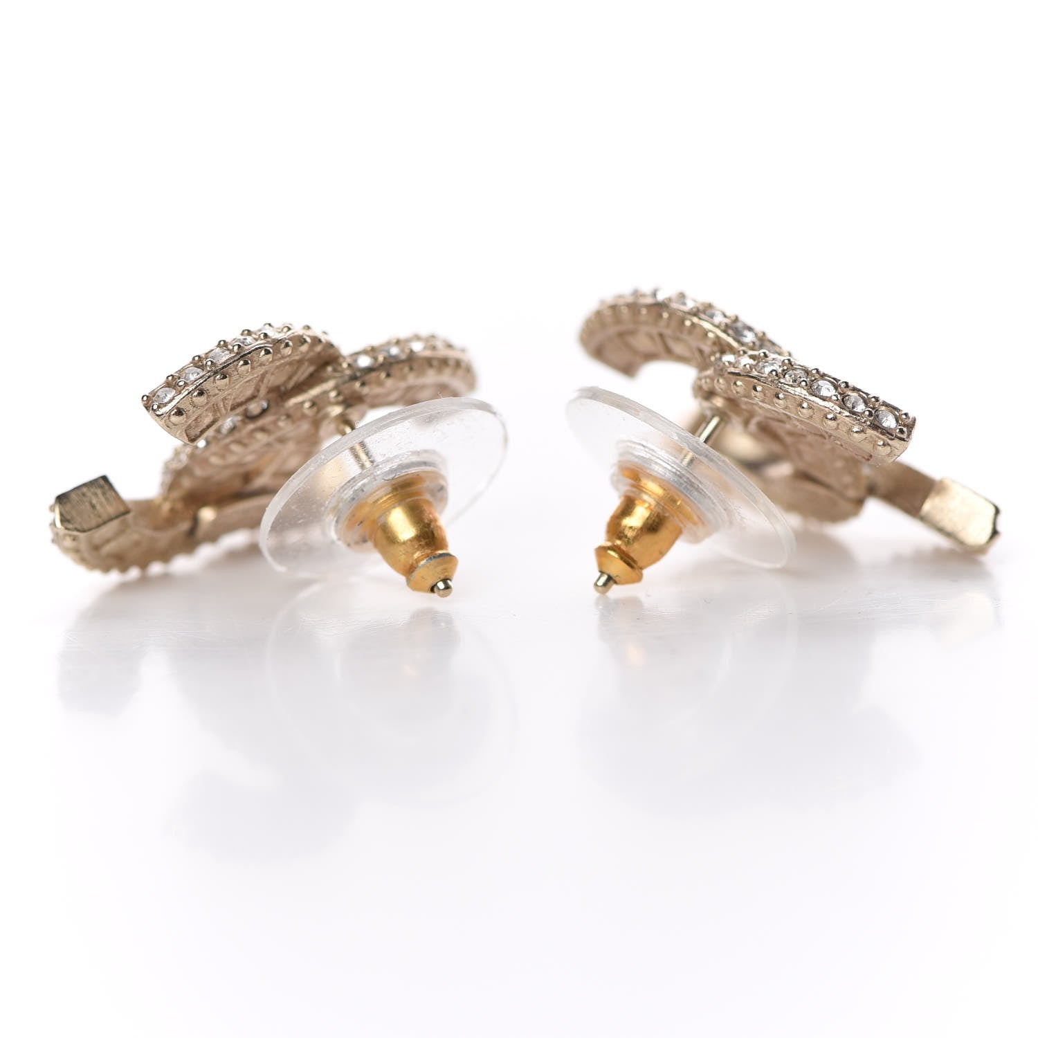 Chanel Crystal CC Earrings Gold 4 of 5