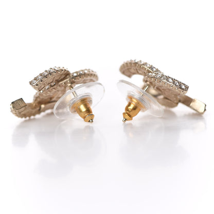 Chanel Crystal CC Earrings Gold 4 of 5