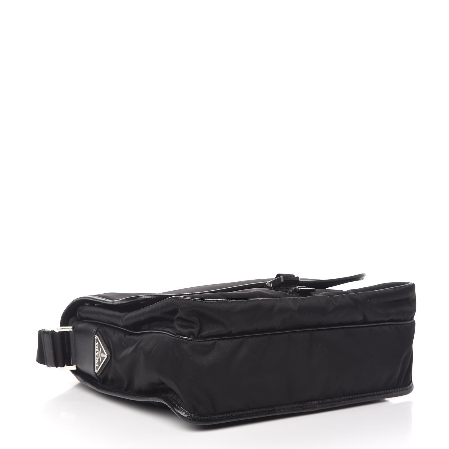 Prada Tessuto Nylon Saffiano Messenger Satchel Black 4 of 11