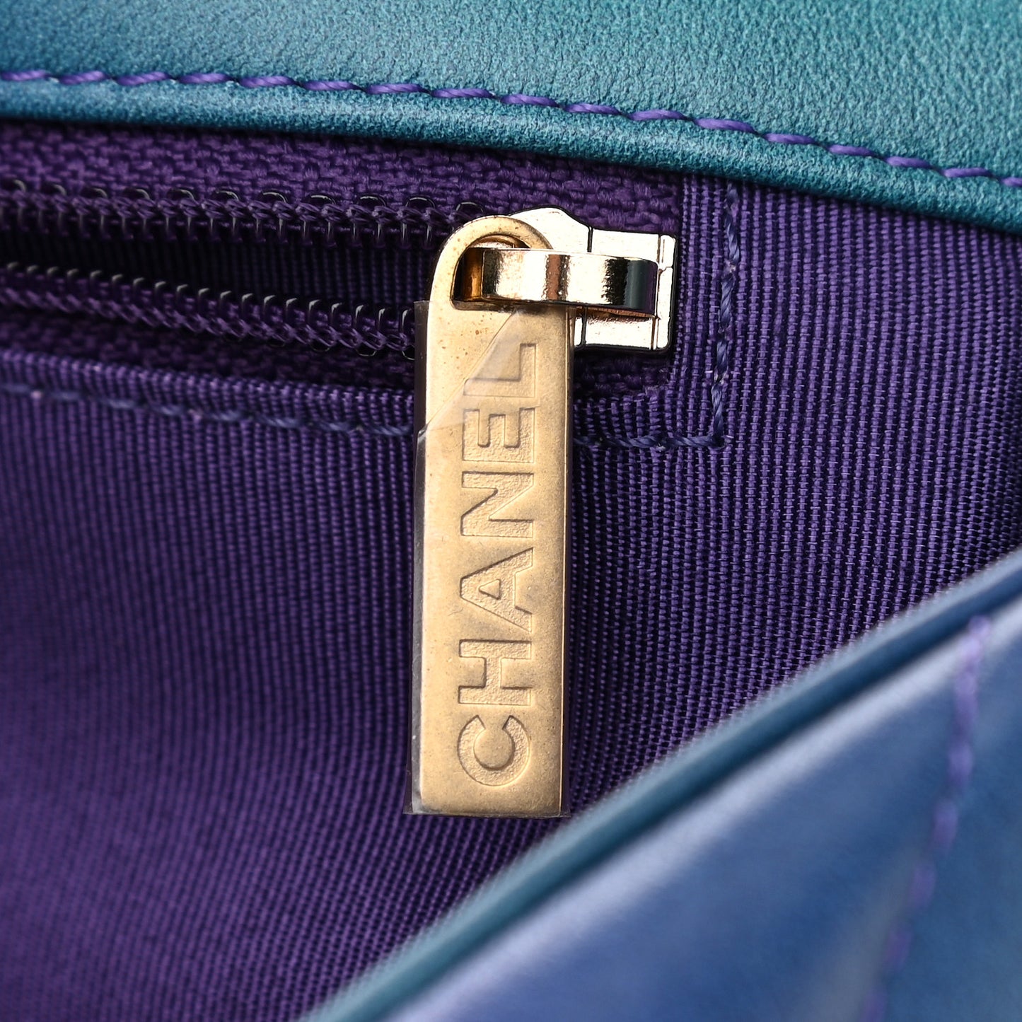 Tie Dye Calfskin Quilted Medium Chanel 19 Flap Blue Purple
