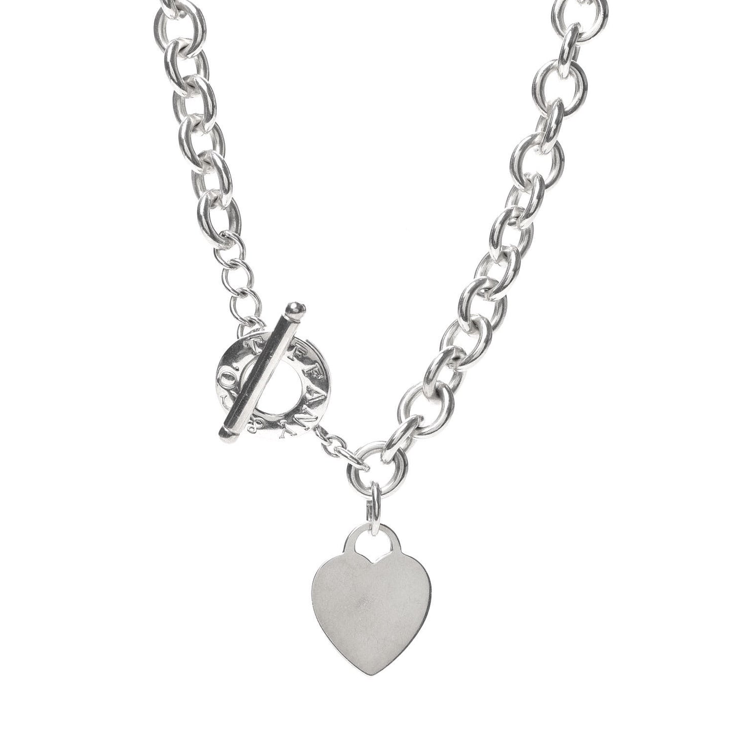 Sterling Silver Heart Tag Toggle Necklace