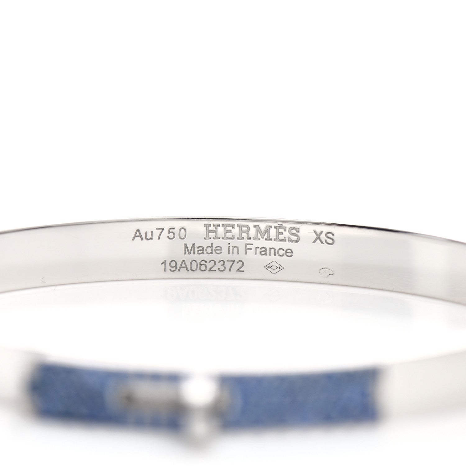 Hermes 18K White Gold Blue Sapphire PM Kelly Bracelet XS 4 of 4